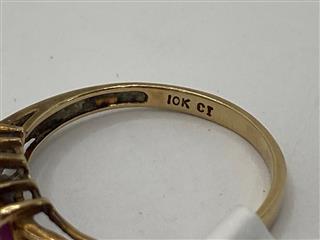 10K Women's Marquise Cut Ruby and Diamond Ring Yellow Gold 1.6g Size 6